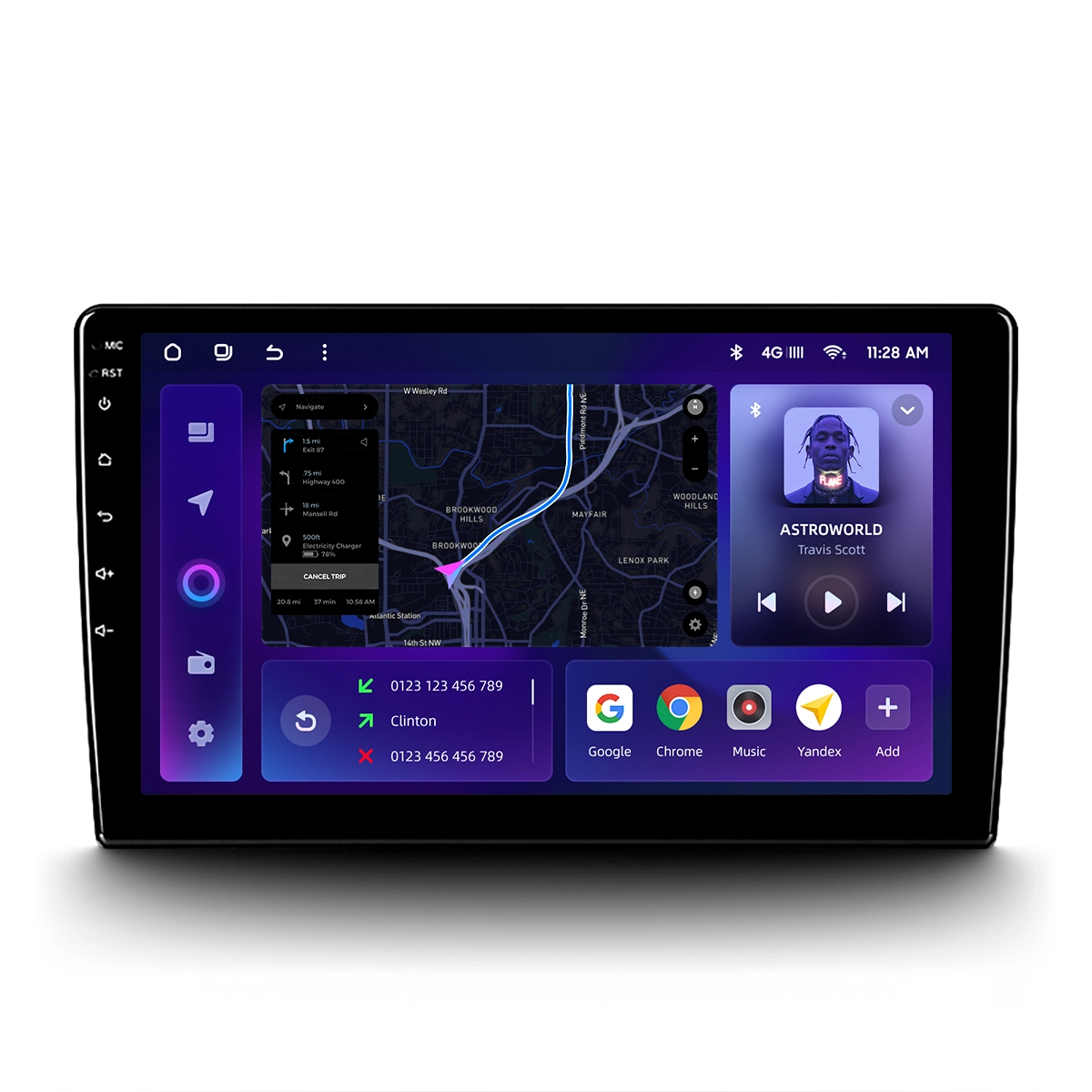 Navigatie Auto MOSS M2 4+32GB 10" IPS Octa-core 1.6Ghz, Android 4G Bluetooth 5.1 DSP