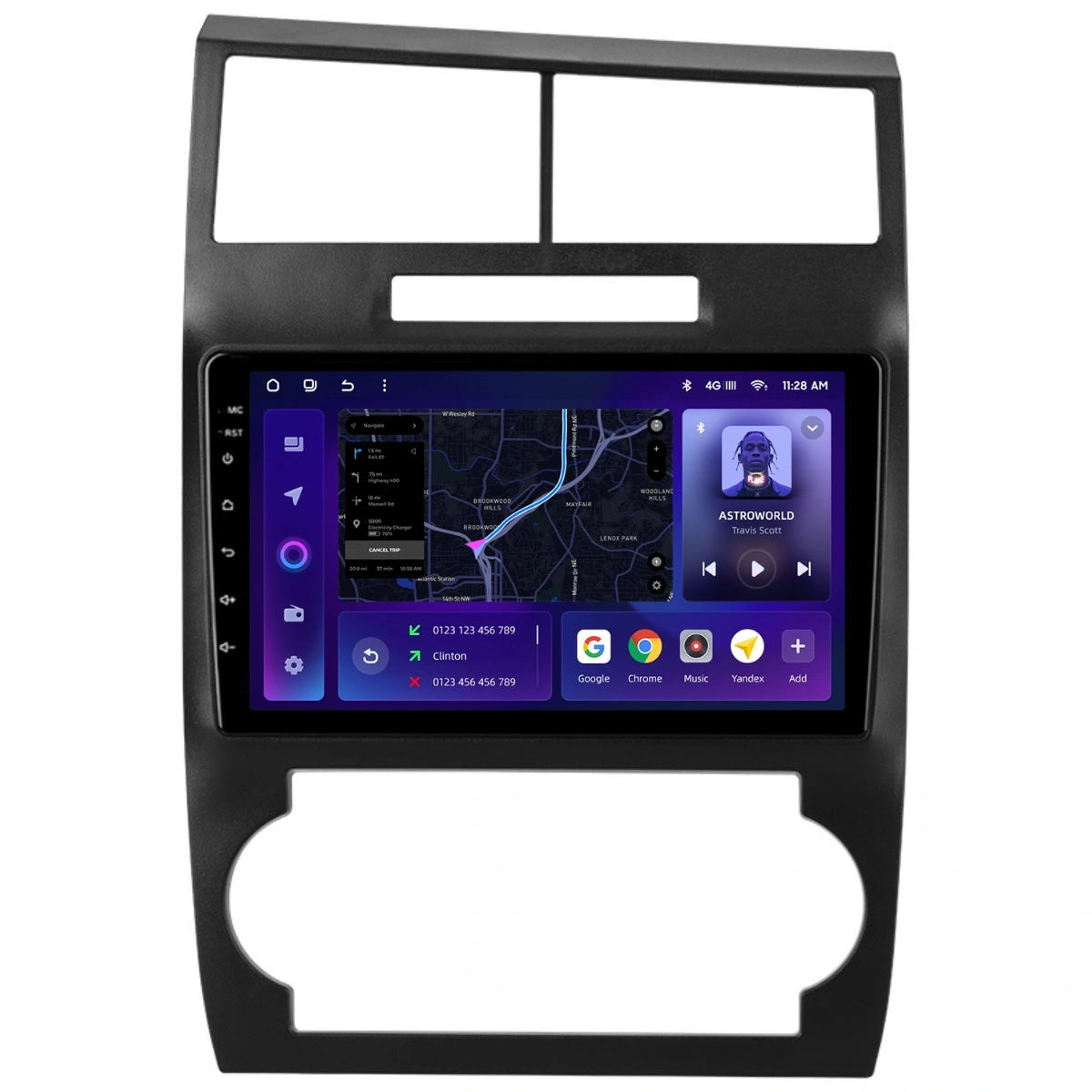 Navigatie Auto MOSS M3 Dodge Charger 2005-2010 4+32GB 9" QLED Octa-core 2Ghz, Android 4G Bluetooth 5.1 DSP