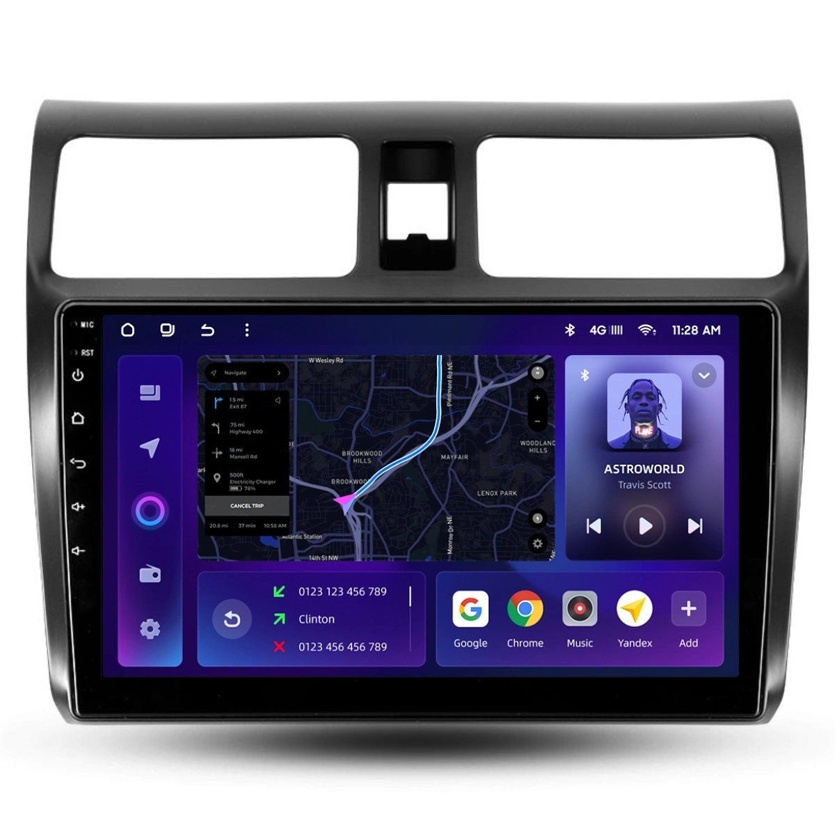Navigatie Auto MOSS M2 Suzuki Swift 3 2003-2010 4+64GB 10" IPS Octa-core 1.6Ghz, Android 4G Bluetooth 5.1 DSP