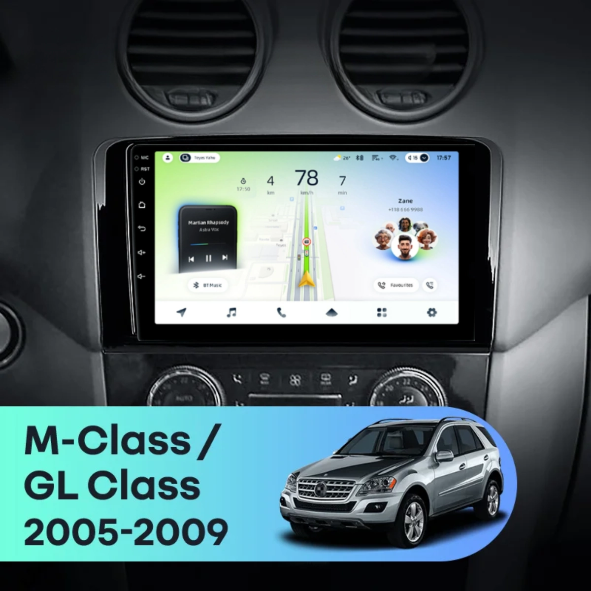 Navigatie Auto Teyes CC4L DTS Mercedes-Benz ML W164 2006-2011 6+64GB 9" QLED Qualcomm 2Ghz, Android 4G Bluetooth 5.1 DSP